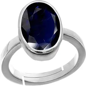 Gemscom Blue Sapphire/Neelam 8.25 Ratti or 7.5 Carat Astrological Certified Natural Gemstone Panchdhatu/5 Metals Gold Plated Adjustable Ring for Unisex