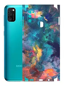 AtOdds - Samsung G M21 Mobile Back Skin Rear Screen Guard Protector Film Wrap with Camera Protector (Coverage - Back+Camera+Sides) (Color Splash)
