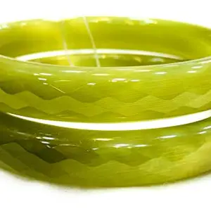 Prem Bangles original Crystal cut Glass Bangles for women (Mahendi green, 2.6)