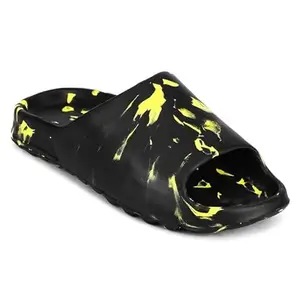 AVIRASA FASHION Men's Fashionable Printed Slide Slippers Unique Shade Color & Cushioned Footwear for Casual OutingsYellow-10
