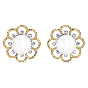 CLARA 925 Sterling Silver Pearl Stud Lotus Earrings | Gold Rhodium Plated, Screw Back | Gift for Women & Girls
