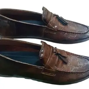 Genuine Leather Formal Shoes for Men | Lightweight & Slip-Resistant | Soft Cushioned Insole | Premium Pull-On Shoes for Office, Casual & Special Occasions | Stylish & Comfortable Brown