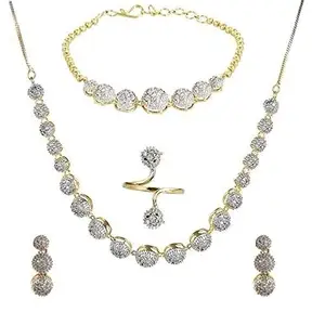 Fashion Empire Elegant Gold-Plated Alloy Jewelry Set – Necklace & Earrings for Women.