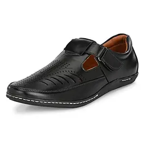 Centrino Black Sandals & Floaters-Men's Shoes-9 UK (6106)