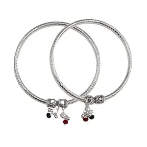 Lovemi Movements Traditional Silver-Toned Anklet Set with Dangling Beads, 2 Pieces, Ethnic Design