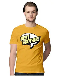 ALLEN BLACK Men's Regular Fit T-Shirt Best Brother! Comic Style 100% Cotton T-Shirt Golden Yellow_BESTBRO-GYELLOW-L-MENR_