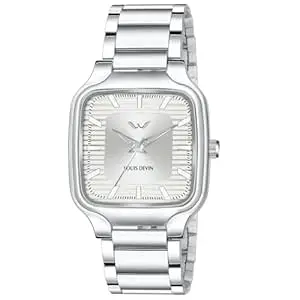 LOUIS DEVIN Steel Chain Analog Wrist Watch for Men (Silver/Green/Brown/Blue/Black Dial) | LD-GS069-CH