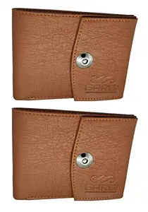 Men Tan Artificial Leather Wallet (6 Card Slots, Pack of 2)