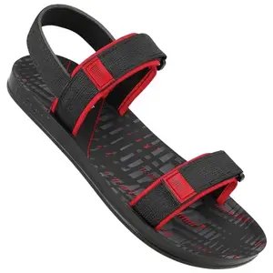 WALKAROO Men's Black Red Sandals (BX1953) UK 08