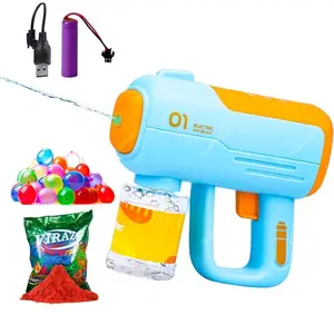 Homynest Toys Gun 1Pcs Automatic Electric Gun 1Pcs Mineral Water Bottle Tank with Rechargeable Battery | 100 Water Balloons 1 Pack Gulal Color Water Gun Toy Perfect Squirt Game Plastic Water Gun Toy