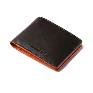 BROWN BEAR RFID Protected Slim Wallet with Contrast Color, Brown/Orange