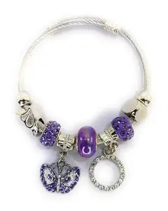 SBS, Anti Tarnishing, Stainless Steel,Trending, Charms & Beads Work Bracelets for College and Working Women & Girls (Puple)