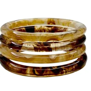 Fuschianet Accessories Resin Shaded Light Brown, Dark Brown Stackable Bracelets for Women and Girls Set of 4