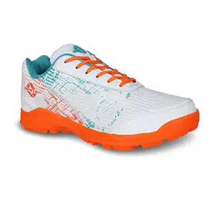 Nivia Yorker Cricket Shoes-White/Orange UK - 8