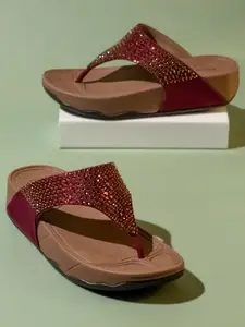 Inc.5 Women Maroon Embellished Comfort Heels