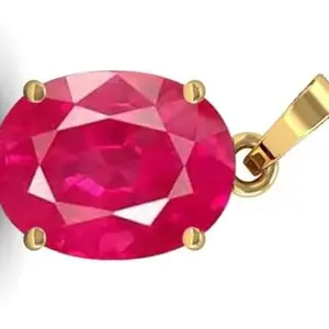 DAURAYA GEMS 12.25 Ratti 11.87 Carat Certified A+ Quality Natural Ruby Manik Ashtadhatu Gold Plated Pendant/Locket Gemstone by Lab Certified(Top A+) Quality