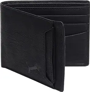WILD EDGE Genuine Leather Black with Detachable Card Holder Men's Wallet with Snap Closure - Stylish Leather Wallet for Men (Pack of 1)