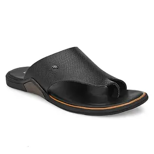 egoss Slippers & Sandals Premium Genuine Leather Slipper Sandals for Men (Black-9)-C-7009-AA
