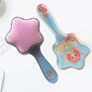 Theme Cute glitter hairbrush for kids 22cmx5xm for travel and daily use