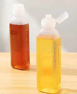 wolpin Oil Dispenser Bottle 500 ml (Pack of 2 Pcs) Squeeze Bottle for Oil, Sauce, Vinegar for Kitchen Cooking Salad Dressing Leakproof, Polypropylene, Transparent