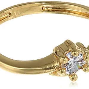 Estele Metal Brass American Diamond on 24k Gold Plated Ring for Women