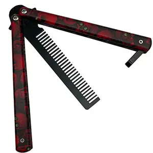 HAGICBEE Grooming Comb, Butterfly Practice Trainer Designed, Portable Training Practice Hair Comb,Easy to Practice Flipping (Red)