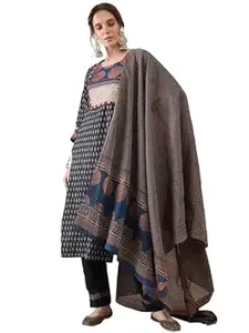 INDO ERA Women Pure Cotton Kurta Set with Dupatta | Festive Suit Set, 12246