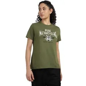Royal Enfield Pure Motorcycling T Shirt (Size: M)-TSS250039-OLIVE