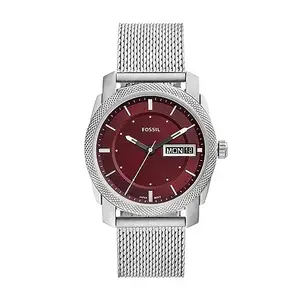Fossil Men Stainless Steel Analog Burgundy Dial Watch-Fs6014, Band Color-Silver