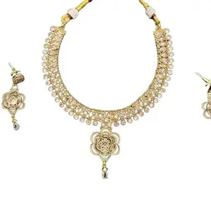 Karya Jewelery Latest Stylish Design Fancy Traditional Necklace Jewellery Set for Women (JS3P-001) (Golden)