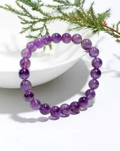 GtcGems Amethyst Bracelet with Certificate of Igl Lab Amethyst Crystal Stone Bracelet जमुनिया रत्न ओरिजिनल ब्रेसलेट Natural & Elegant Jamuniya Bracelet Stretchable Hand Bracelet for Men & Women