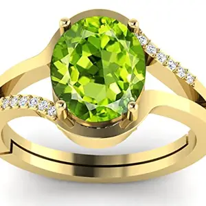 BALATANK 7.25 Ratti 6.00 Carat AA++ Quality Certified Natural Green Peridot Gemstone Gold Plated Adjustable Ring/Anguthi for Men and Women's