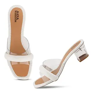 AANA FASHION Women Block Heel Sandal Block Heel Sandal for Women Casual Heel Sandal for Party (White-38)