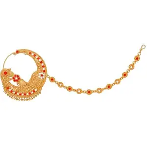 Sherly Fashion Cubic Zirconia Alloy Nathiya | Traditional Indian Nose Ring for Womens | Elegant & Ethnic Jewelry | Yellow