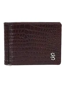 Second SKIN Men's Animal Skin Textured Genuine Leather Money Clip (SSMW-901BROWN), Brown