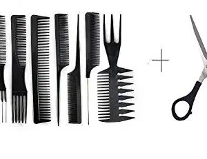 EEEZEEE 9Pcs Combo Hair Cut Combs Set, Hairdressing Barbers Combs Set with 1 pc Hair Cutting Scissor, Hair Styling Tools for Men Women