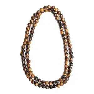 ManakGems Beautiful Collection Golden Colour Tiger Eye Stone Mala Original Certified टाइगर आई माला Hand Knotted Tigereye Crystal Tiger Eye Mala For Women टाइगर ऑय स्टोन माला