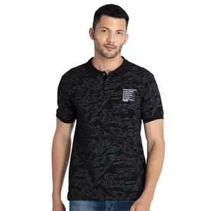 Status Quo Mens All Over Printed Polo T-Shirt Black