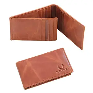 Husk N Hoof RFID Protected Leather Credit Card Holder Wallet for Men Women | Crunch Brown