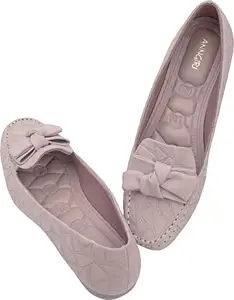 ANNGIRI Women's Premium Genuine Synthetic (PU) Casual Slip on Ballerinas Bellies Shoes Fashion Slipper ANN T 110 Cream 37