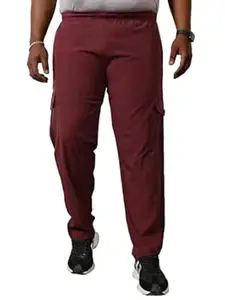 Bigbanana Men Plus Size Maroon Colorblock Trackpant
