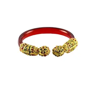 MAYA FASHION Red Gold Platted Acrylic-Brass Bangle Elegant Extra Large Size Bangle | Perfect Fit for Plus Size banglesTrendy and Comfortable Fit for woman and girls | (Sku-ban1018)