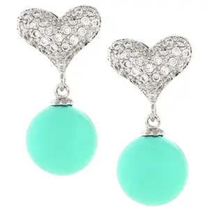 Swasti Jewels Dangle Drop Earrings with CZ Stone Fashion Jewellery for Women (BLUE)