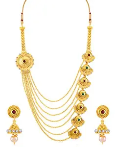 Sukkhi Alluring Gold Plated 7 String Necklace Set For Women (N71928GLDPH092017)