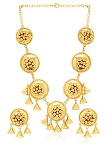 Amazon Brand - Anarva 18k Gold Plated Antique Long Necklace Jewellery Set with Earrings for Women & Girls (MC089FL)