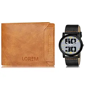 LOREM Combo of Men Watch & Artificial Leather Wallet-FZ-WL06-LR47