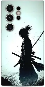 Samurai Warrior Silhouette Design Phone Back Cover for Samsung S24 Ultra, Black Art Print