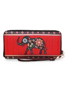 SABHYATA Women's Multicolour Double Zip Handmade Women's Wallets (Elephant)