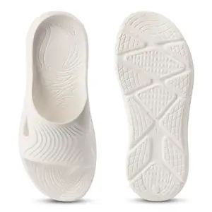 KICKFREE Stylish Sliders for Men || Comfortable Indoor Outdoor Slider Slip-on Slippers for Men and Boys (White, 9)