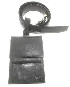 ORENAME ORENAME Belt Passport Holder for Men Black Passport Holder Mobile Holder Card Case with Removable Strap